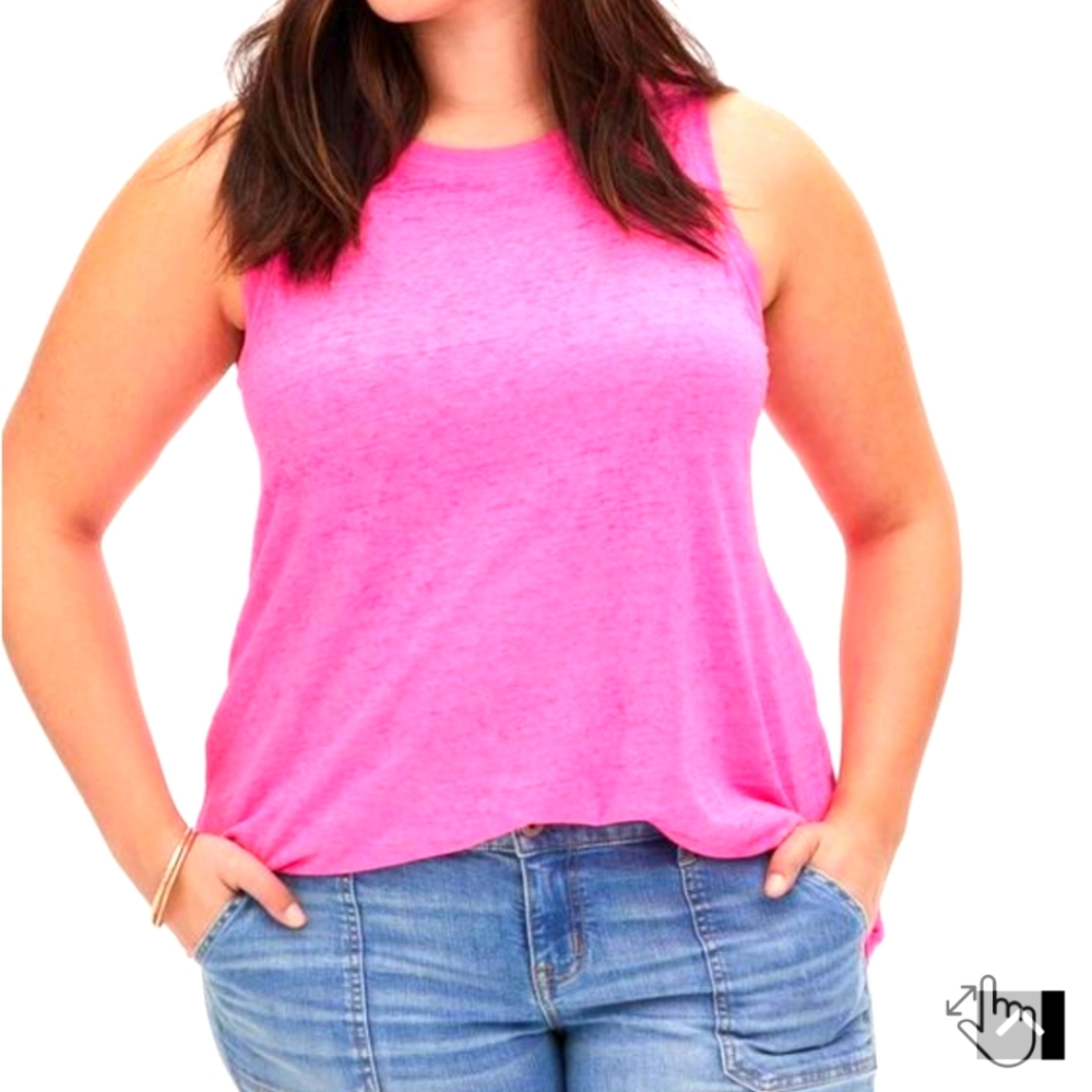 Torrid 2 vintage triblend jersey crew neck hot pink tank